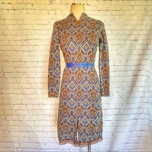 Vintage 1960s Ann Taylor Wool Knit Dress Geometric